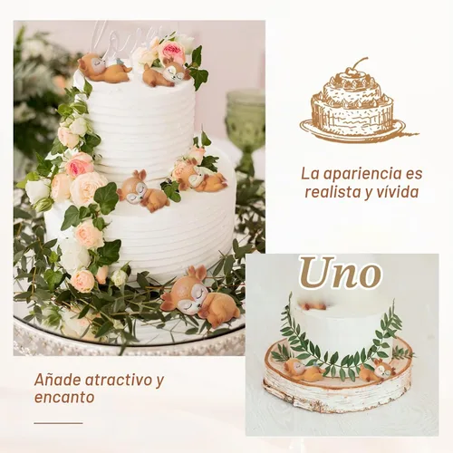 Vista 6 de 12 piezas de figuras de ciervos para decoración de pasteles para baby