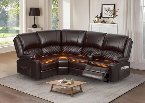 Vista 20 de Yolsali Sofá reclinable, sofá reclinable manual de 3 plazas con cojín de 2 niveles, sofás reclinables para sala de estar con consola removible