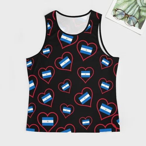 Vista 3 de Love Nicaragua Red Heart - Camiseta sin mangas para hombre, camiseta casual para gimnasio, camiseta muscular, chaleco de playa