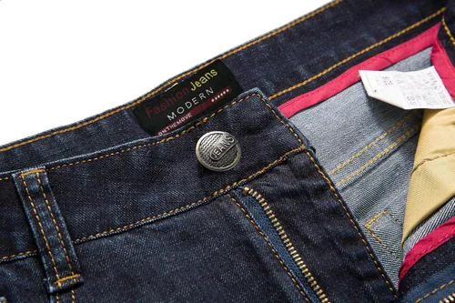 Vista 2 de FASHINTY Jeans rectos de estilo casual para hombre