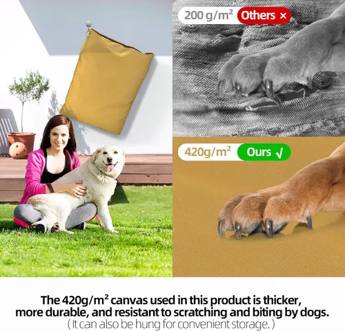 Vista 2 de Sytopia Cama de lona indestructible para perros de 42 pulgadas con funda impermeable lavable extraíble para perros extragrandes, almohadilla