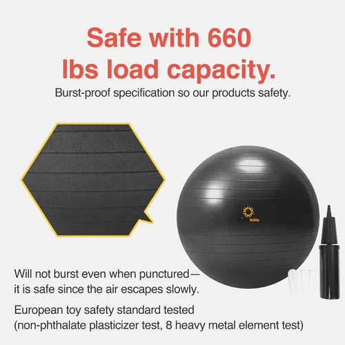 Vista 4 de Primasole Pelota de ejercicio para equilibrio, estabilidad, fitness, entrenamiento, yoga, pilates en casa, oficina y gimnasio, pelota de parto