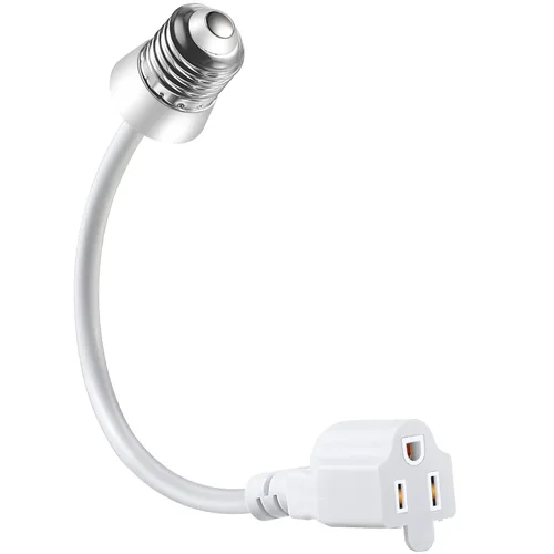 Vista 9 de Feekoon 1 paquete de adaptador de enchufe de luz de 3 salidas, convertir enchufe de bombilla E26/E27 a enchufe de 3 clavijas con cable de extensión