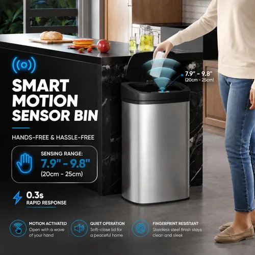 Vista 5 de Dkeli Bote de basura de cocina de 22 galones, papelera automática de acero