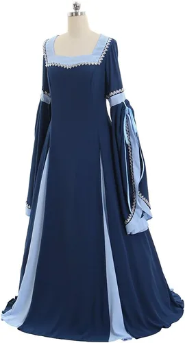 Vista 3 de CosplayDiy Vestido renacentista para mujer, disfraz medieval, vestidos victorianos, falda pirata, vestido de elfo de hadas renacentistas