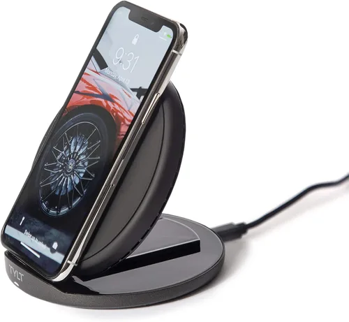 Vista 4 de TYLT Crest - Cargador inalámbrico redondo, almohadilla de carga inalámbrica rápida universal, certificado QI de 10 W Max, compatible con iPhone