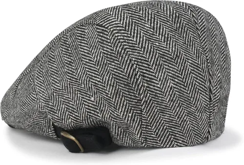 Vista 2 de ililily Gorra plana de caza con diseño de espiga mezclada de lana