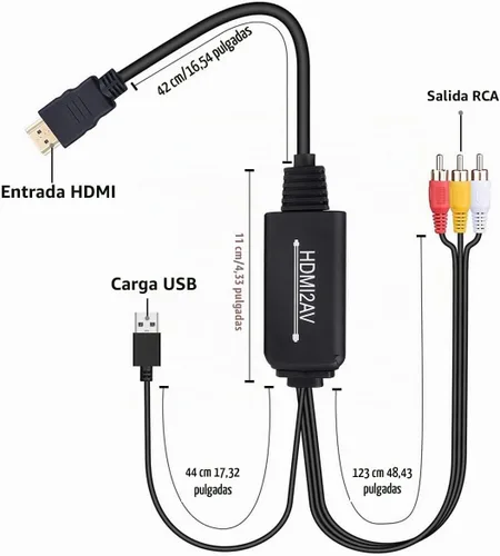 Vista 5 de Cable HDMI a RCA, cable adaptador de convertidor HDMI a RCA, 1080P HDMI a AV 3RCA CVBs compuesto de audio de video compatible con Amazon Fire Stick