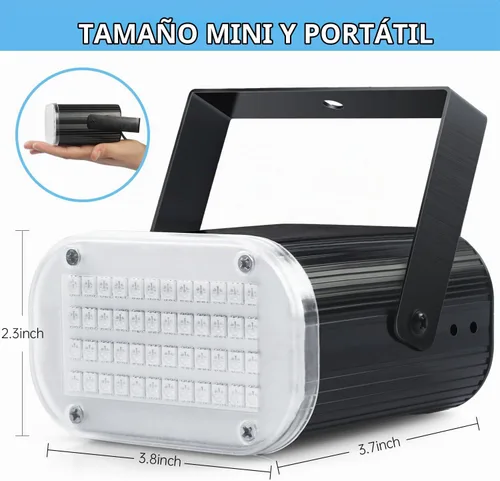 Vista 5 de Luditek Paquete de 4 luces estroboscópicas LED de 48 LED para Halloween, luces de fiesta de discoteca activadas por sonido multicolor con control