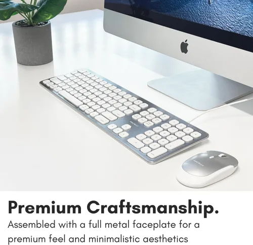 Vista 5 de Macally Teclado USB con cable para Mac - Teclado Apple compatible con puertos USB para mouse - Teclado Mac de tamaño completo con teclado numérico