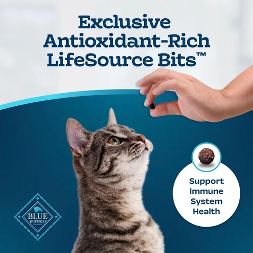 Vista 7 de Blue Buffalo Tastefuls Weight & Hairball Control Alimento seco natural para gatos adultos, bolsa resellable de 3 libras