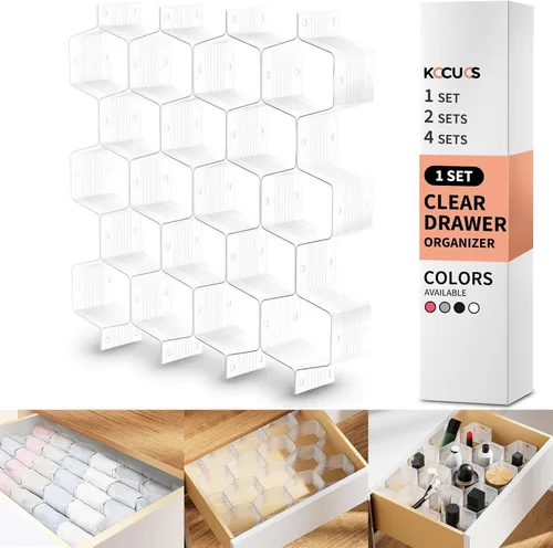 Vista 10 de Separador de panal de abejas, organizador de cajones ajustable para ropa interior, cinturón, bufanda, calcetines (negro (1 unidad)