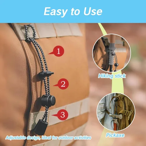 Vista 4 de NIIIYTYB Mochila con soporte para bastón de trekking ajustable, cordón elástico para carcaj, correas elásticas para mochileros, escalada