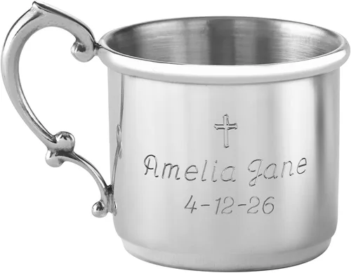 Vista 10 de Let's Make Memories Taza de Peltre Personalizada para Bebé como Recuerdo - Regalo para Recién Nacido - Reliquia Familiar - Nuevos Padres