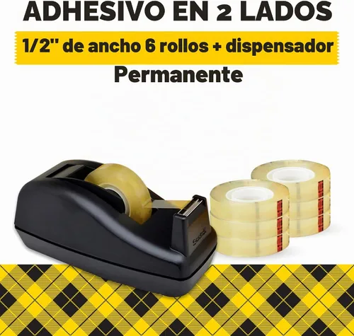 Vista 3 de Scotch Cinta de doble cara con dispensador de cinta, 0.50 pulgadas x 900