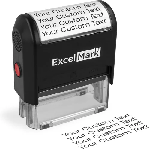 Vista 7 de Sello de goma autoadhesiva con hasta 4 líneas de texto personalizado (42A1848)