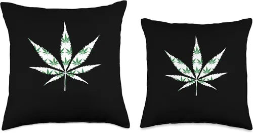 Vista 3 de 420 Marihuana Blatt Cannabis Kiffer Hanf Weed Grass Cannabis Lovers - Almohada de hoja de cáñamo, 16 x 16 pulgadas, multicolor
