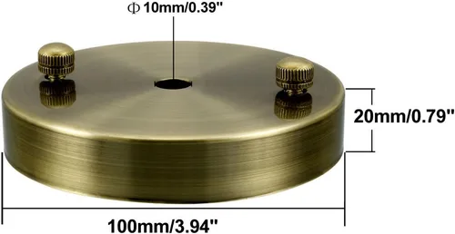 Vista 3 de uxcell Placa de luz de techo retro con base puntiaguda chasis disco colgante accesorios 3.937 inx0.787 in tono bronce w tornillo 3 unids