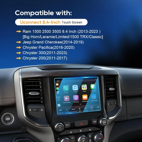 Vista 3 de LFOTPP 2016-2019 2020 Chrysler 200/300 / Pacifica Protector de pantalla táctil central de 8.4 pulgadas, protector de pantalla transparente