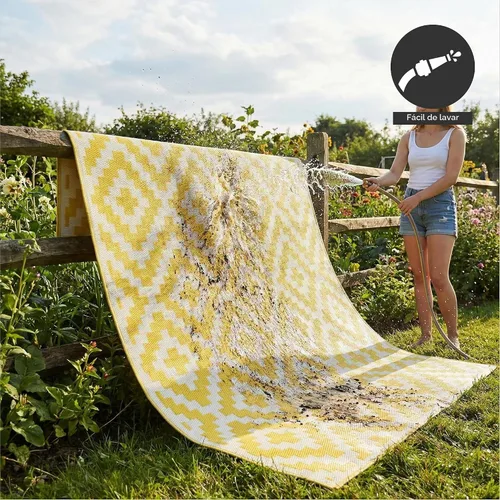 Vista 8 de FH Home - Alfombra para exteriores de camping, impermeable, resistente a la decoloración, reversible, plástico reciclado de alta calidad, acabado