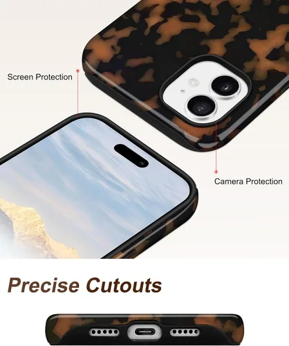 Vista 395 de Jusy Funda compatible con MagSafe con estampado de caparazón de tortuga marrón para iPhone 7/8/SE, cubierta protectora de TPU suave magnética