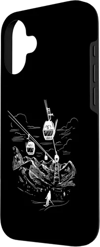 Vista 2 de iPhone 16 Ski Skiing Hobby Sport Snow Mountain Line Art Design Case
