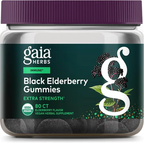 Vista 10 de Gaia Herbs Gomitas extra fuertes de saúco negro (Sambucus nigra) - Delicioso suplemento de apoyo inmunológico* - Bayas de saúco negras orgánicas