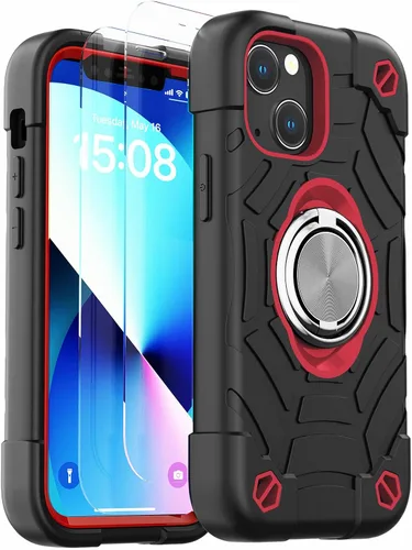 Vista 19 de KCJ Funda para iPhone SE 2022/2020, iPhone 8/7/6/6S, con [2×Protectores de Pantalla][Soporte de Anillo] Silicona Suave+PC Duro Protección Completa