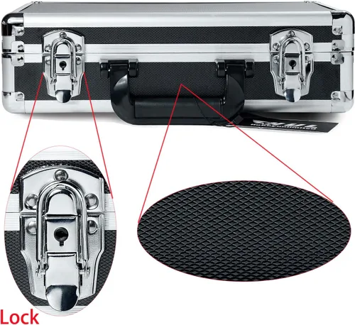 Vista 3 de HUL Caja de aluminio de dos tonos de 16 pulgadas con interior de espuma extraíble personalizable para instrumentos de prueba, cámaras, herramientas