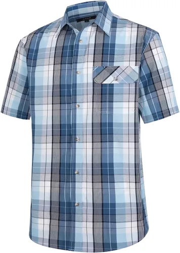 Vista 3 de JIAER Camisa de algodón con botones y manga corta para hombre