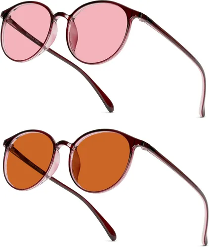 Vista 9 de BRADDEL Indoor FL-41 Rosa & Outdoor FL-60 Marrón Gafas de Migraña para Sensibilidad a la Luz Fluorescente, LED, Deslumbramiento, Fotofobia y Uso