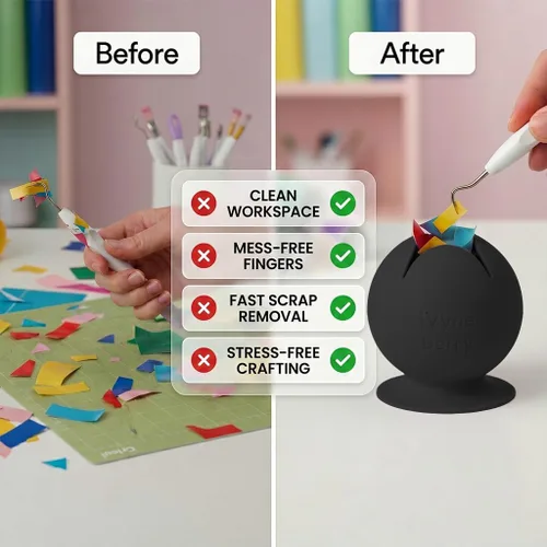 Vista 2 de iVyne Berry Suctioned Vinyl Weeding Scrap Collector & Holder para herramientas de deshierbe para vinilo - Negro