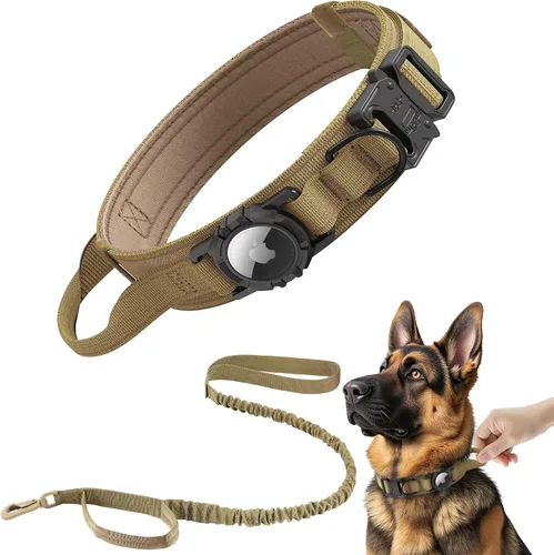 Vista 10 de Collar de perro Airtag mejorado impermeable, ajustable, nailon para entrenamiento con GPS Collar de perro con soporte AirTag, asa de control