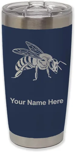 Vista 19 de LaserGram Vaso aislado al vacío de 20 onzas, abeja miel, grabado personalizado incluido (negro)