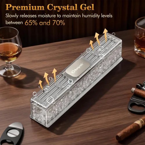 Vista 4 de Humidificador de puros prellenado: humidificador de gel de cristal listo para usar, accesorios para humidor de puros, mantiene la humedad ideal
