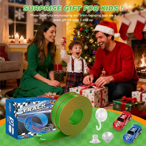 Vista 7 de TAEMVV Pista de carreras flexible para niños, juego de pistas de doble