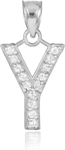 Vista 47 de Claddagh Gold . Collar con colgante de letra inicial de plata de ley 925 con circonita cúbica - Elección de tamaños