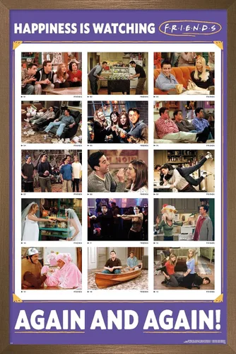 Vista 16 de Trends International Friends 30th - Póster de pared con texto en inglés "Watching Again", 14.72 x 22.37 pulgadas, versión enmarcada de madera