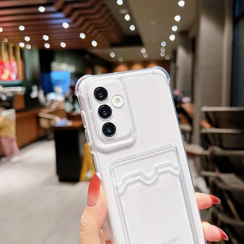 Vista 5 de Tuokiou Funda para Samsung Galaxy A14 5G, Fundas Protectoras Transparentes con Ranura para Tarjetas, Funda Cartera de TPU Suave Ajustada Resistente