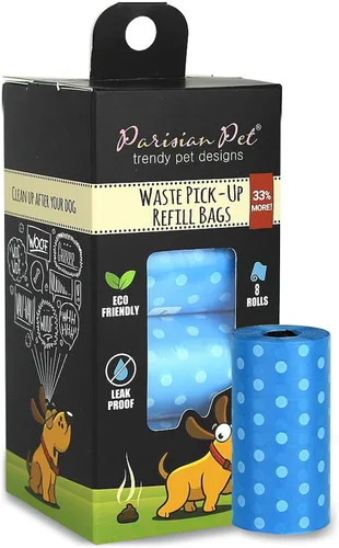 Vista 33 de Parisian Pet Bolsas ecológicas para excrementos de perro, 8 rollos, 20 bolsas por rollo, sin perfume, a prueba de fugas, perfectas para limpiar Casa