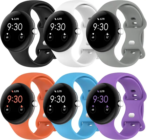 Vista 17 de Correa Compatible con Google Pixel Watch 1/2/3/4 (41mm), Pulsera de Reemplazo de Silicona Suave Deportiva para Google Pixel Watch 41mm Blanco