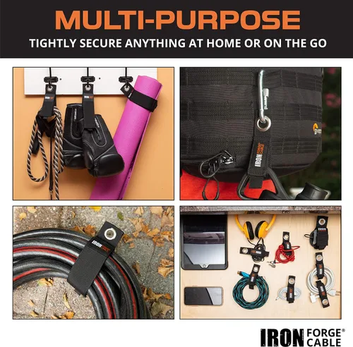 Vista 5 de Iron Forge Cable Organizador de cables de extensión, paquete de 6 correas de almacenamiento