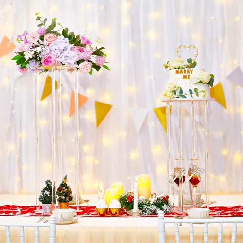 Vista 3 de 2 piezas de jarrones de acrílico transparente para mesas de boda, elevadores de flores de 31.5 pulgadas para columnas de exhibición, soporte