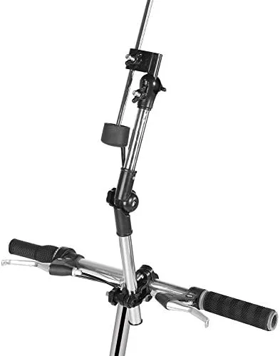 Vista 6 de Soporte de paraguas para cochecito, 360° ajustable para bicicleta, soporte elástico, soporte para cochecito de bebé, silla de cochecito (negro)
