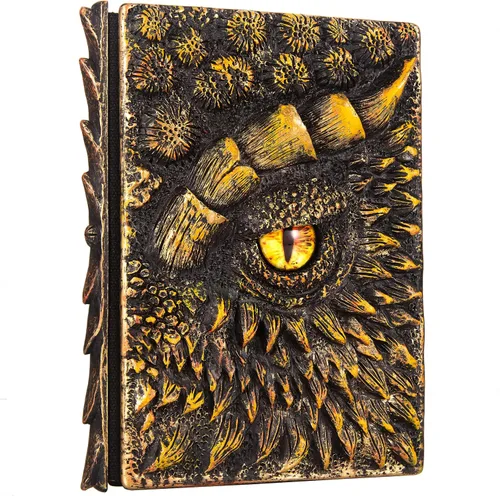 Vista 33 de Diario 3D en relieve de ojo de dragón en relieve, cuaderno grabado de resina, cuaderno Dnd para los amantes de los dragones, papel en blanco, bloc