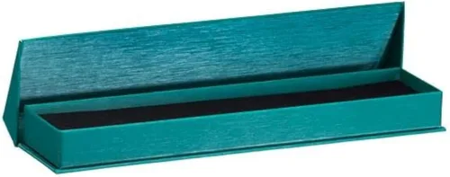 Vista 3 de ALLUREPACK Caja - Caja de regalo de joyería de papel de cartón cepillado de seda con cierre en ángulo moderno de élite, interior de espuma con Negro