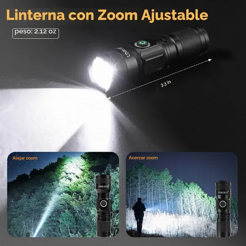 Vista 4 de UNROEVS Mini linterna recargable con imán, linternas de bolsillo de alto lúmenes con clip, luz LED compacta de 1200 lúmenes, pequeña luz y largo