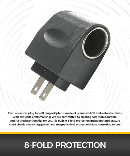 Vista 3 de Convertidor de CA a CC, Adaptador de Encendedor de Cigarrillos a Enchufe de Pared, Accesorios para Coche 120V/110V a 12V CA/CC Convertidor