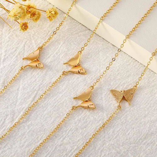 Vista 7 de BRIJEWLIC Butterfly Bracelet Gold Bracelets for Women, 14K Gold Plated Butterfly Cute Bracelets Initial Bracelets for Women Teen Girls Gifts Gold