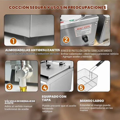 Vista 6 de Freidora comercial con cesta 23Qt Características válvula